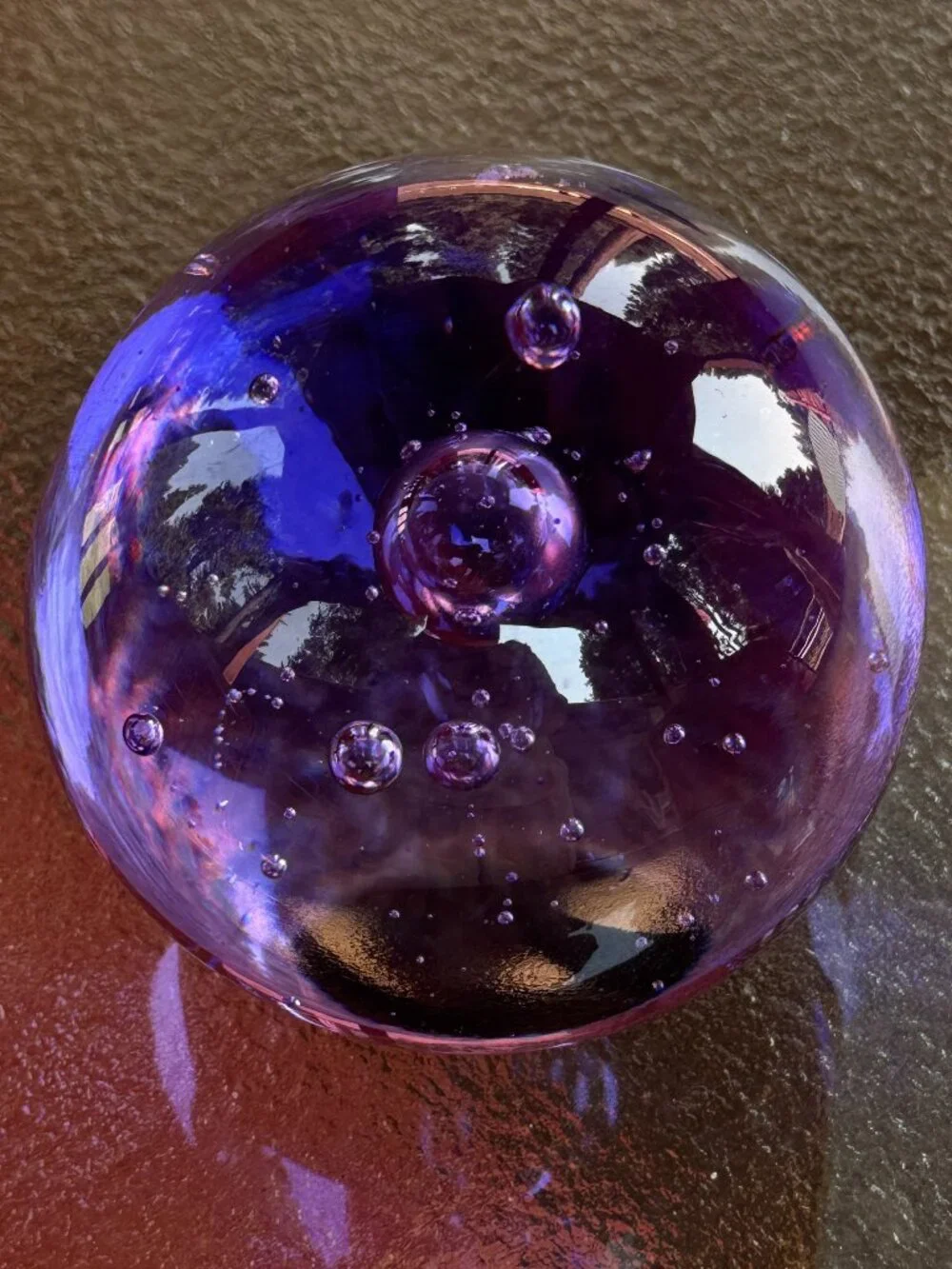 Purple Glass Orb Paperweight